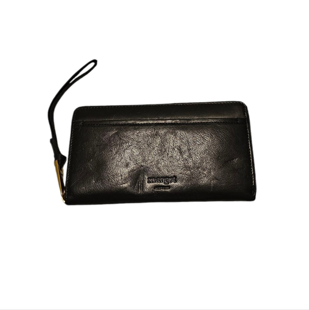 Margot New York Black Leather Wallet Wristlet